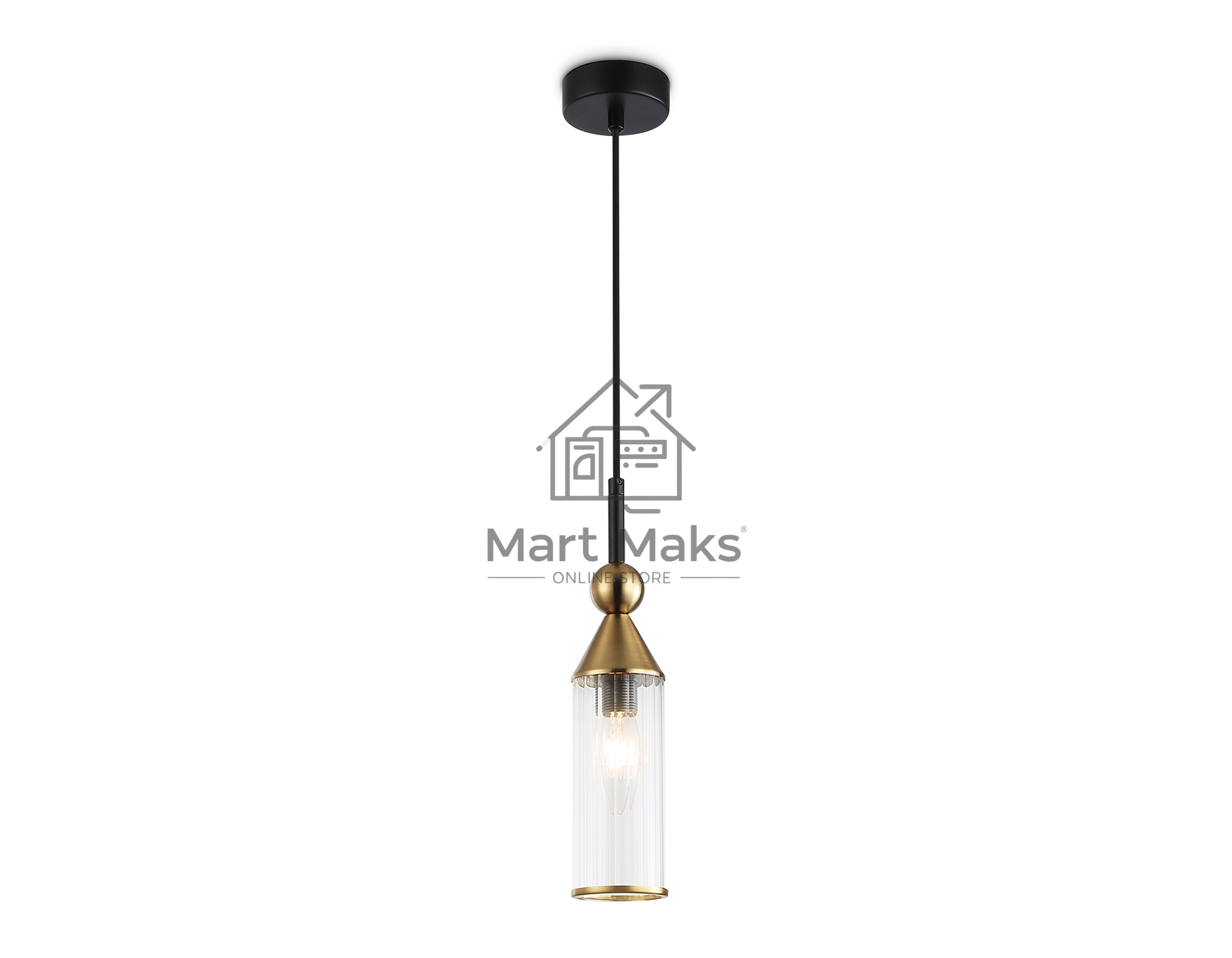 Светильник Ambrella light LH55251 BK/BS/CL черный/латунь/прозрачный E14 max 40W D65*1500