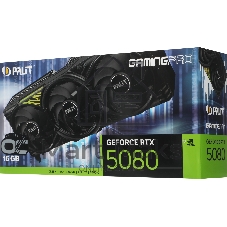 Видеокарта Palit GeForce RTX 5080 GamingPro OC, 16 GB GDDR7, 256 bit, 3xDisplayPort, HDMI, GPU 2700 MHz