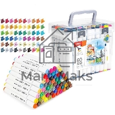 Набор маркеров для скетчинга Deli E70803-60 Color Emotion 11 мм, 150 мм, трехгранный корпус, двойной пишущий наконечник, 1-7 мм, 60 цветов, ассорти, пластиковая коробка (60 шт.)