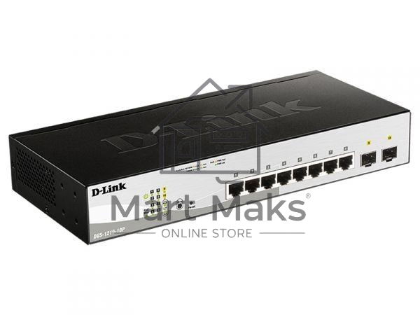 Коммутатор D-Link DGS-1210-10P/ME/B1A Управляемый 2 уровня с 8 портами 10/100/1000Base-T с поддержкой PoE и 2 портами 1000Base-X SFP