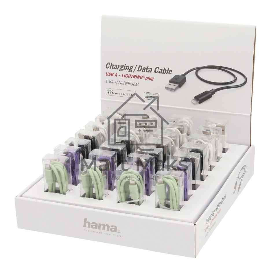 Кабель Hama H-187244 00187244 USB A(m) Lightning (m) 0.75м ассорти