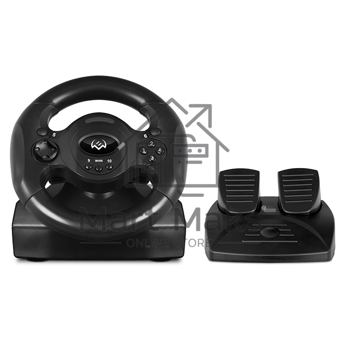 Руль SVEN GC-W300 (педали, вибро, лепестки, D-pad, 10 кл, резин. вставки, PC, цифр. и аналог.