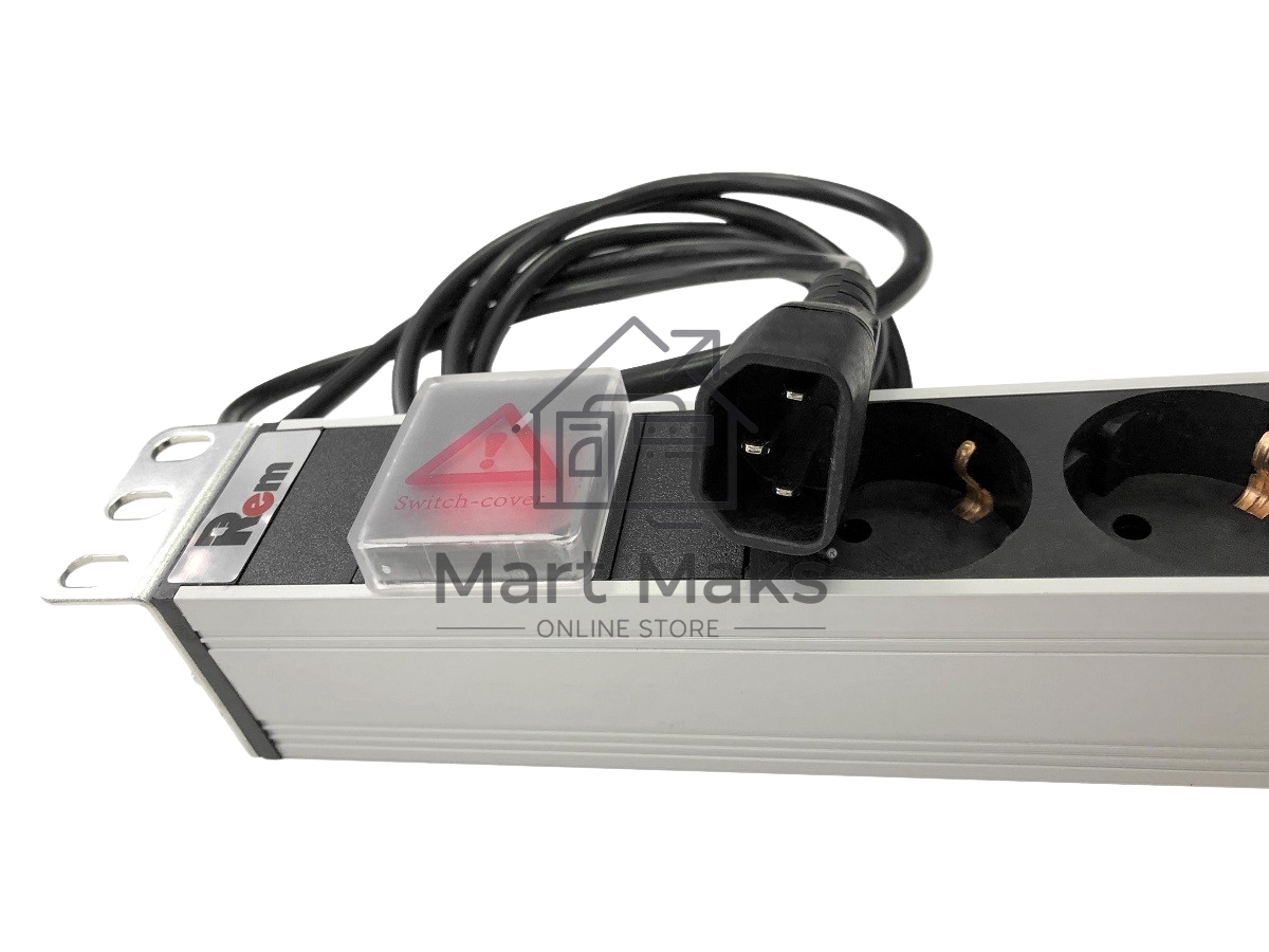 Блок розеток Rem-10 с выкл., 12 IEC 60320 C13, 10 A, алюм., 19