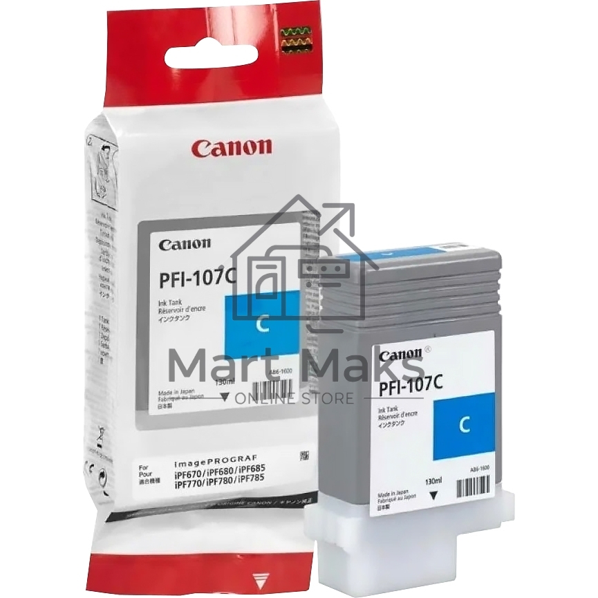 Картридж струйный Canon PFI-107C (6706B001) голубой (130 мл) для Canon iP F680/685/780/785