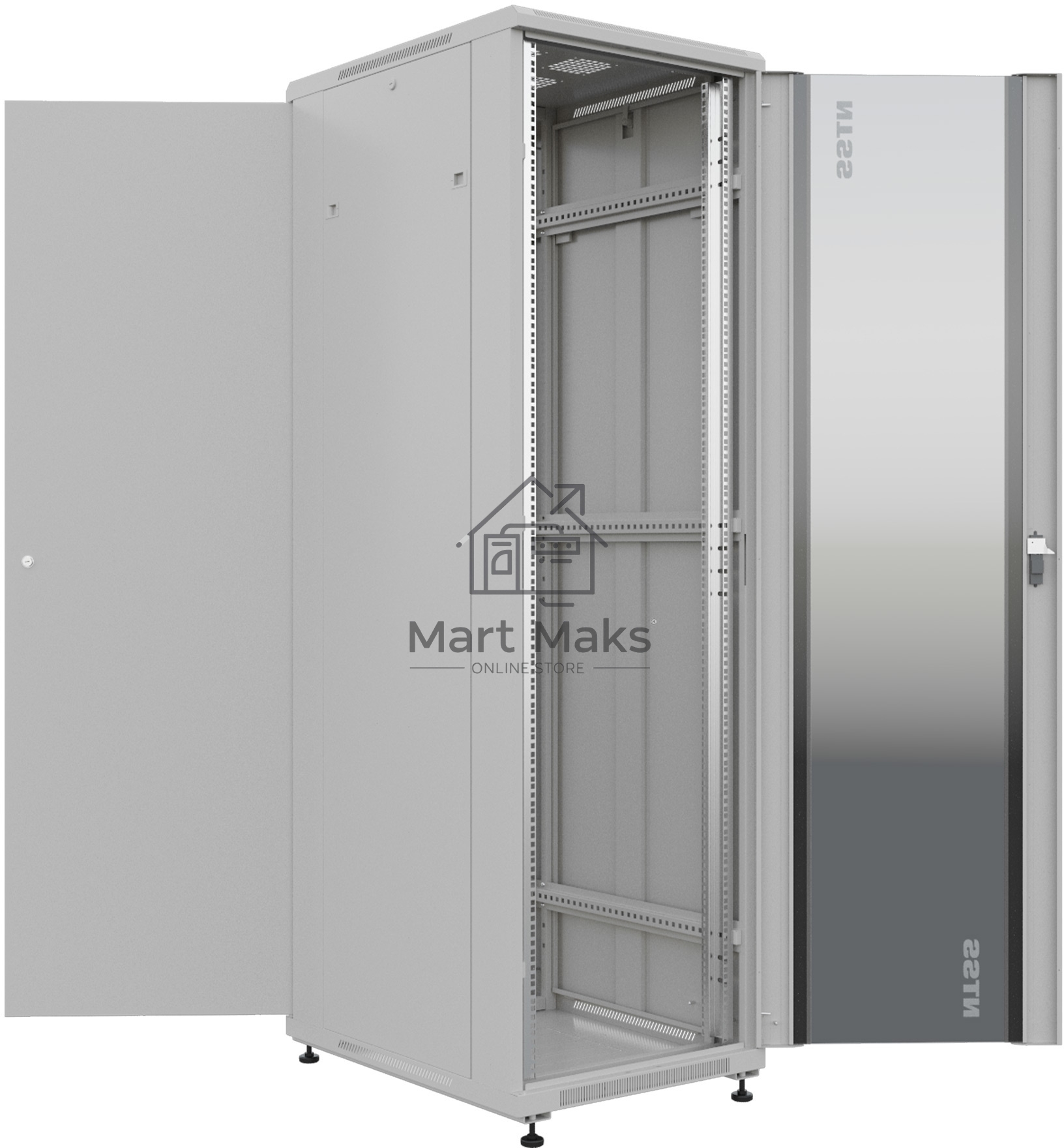 Шкаф серверный NTSS Премиум (NTSS-R42U6080GS) напольный 42U 600x800мм пер.дв.стекл металл 900кг серый IP20 сталь
