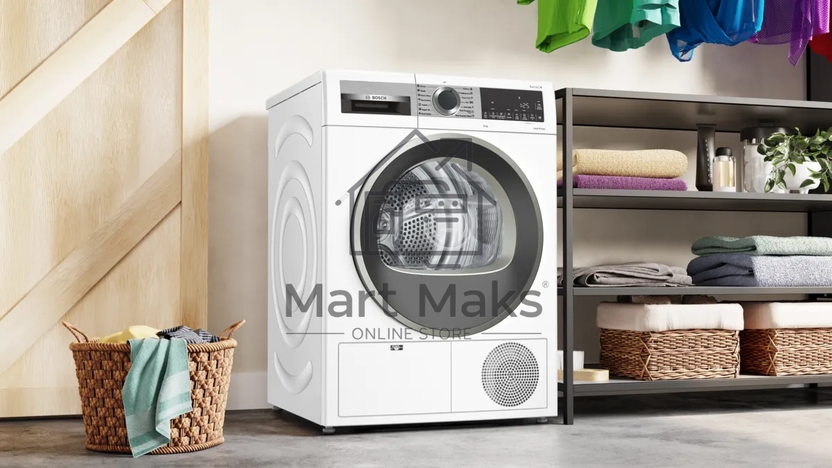 Сушильная машина Bosch WQG1420AME белый, 9 кг, сушка - конденсационная, программ - 15, 59.8 x 84.2 x 64.8 см