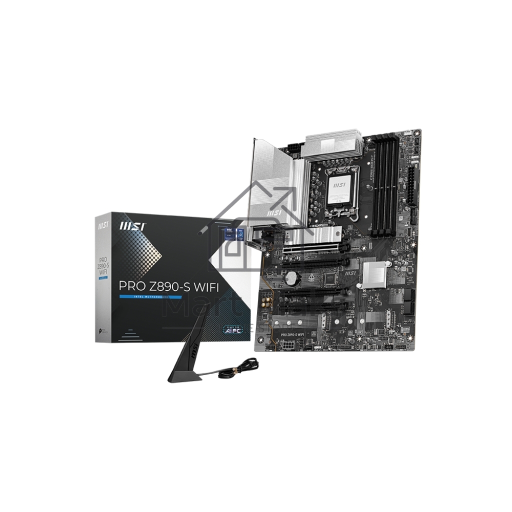 Материнская плата MSI PRO Z890-S WIFI, LGA 1851, Intel Z890, 4xDDR5, 4xSATA, 3xM.2, 1xPCIe 5.0 x16, 2xPCIe 4.0 x4, 1xHDMI, 1xDP, 1xUSB-C Thunderbolt 4, 1xUSB-C 3.2 Gen 2x2, 1x 2.5Gb LAN, 6xUSB-A 3.2 Gen 1, 3x3.5 мм, 7.1, ATX