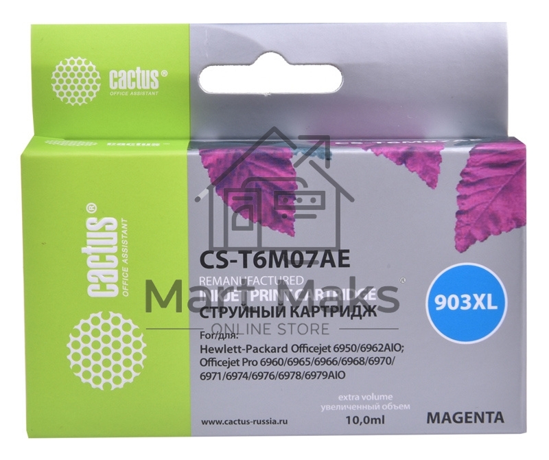 Картридж струйный Cactus CS-T6M07AE №903XL пурпурный (10 мл) для HP OJP 6950/6960/6970
