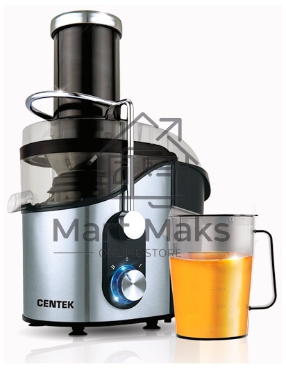 Соковыжималка Centek CT-1212 (черный, сталь) 1200Вт, 2 скор. + Pulse, стакан 1100 мл, горловина 75мм