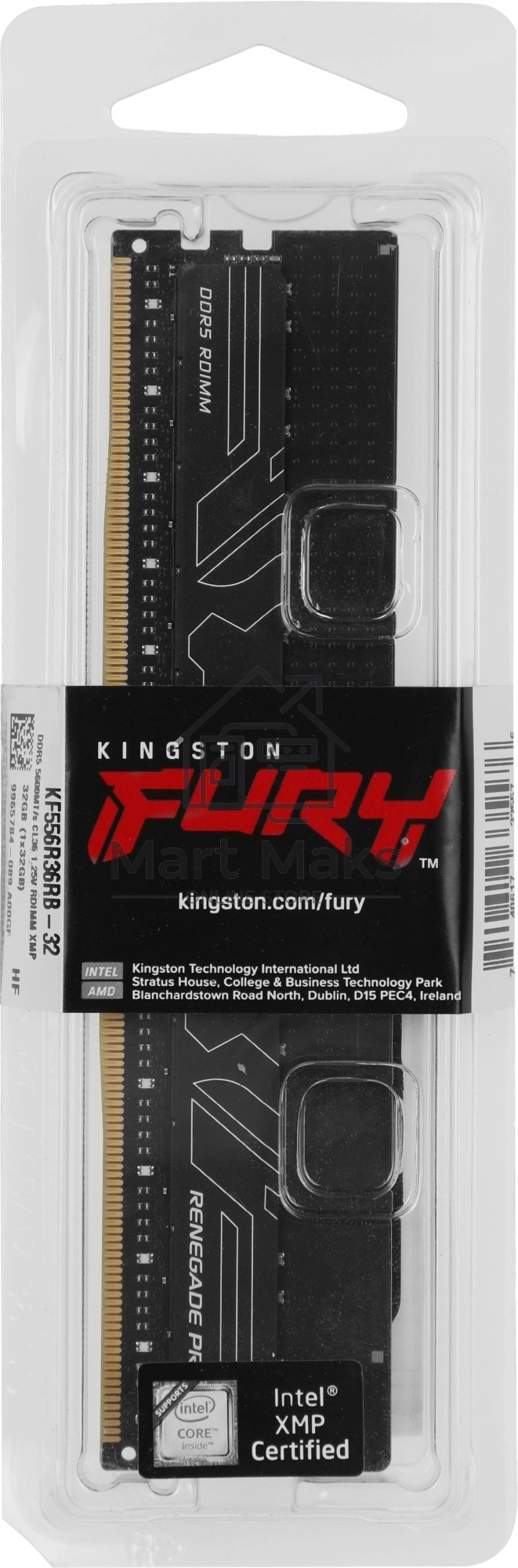 Оперативная память Kingston Fury Renegade Pro, DDR5, 32GB (1x32GB), 5600 MHz, CL36, ECC, RDIMM
