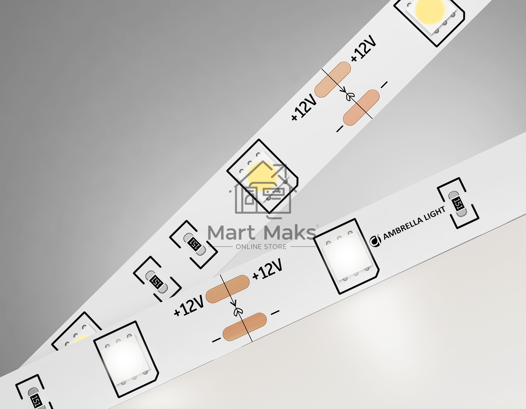Светодиодная лента Ambrella light GS1802 5050 30Led/ 7.2W m/ 12V IP20 4500K/ 5000*10*1.87mm (2 конт.)