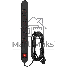 Сетевой фильтр Ippon NF-EU-3-16 3 м, 6 розеток, черный, коробка