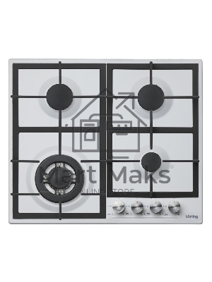 Встраиваемая газовая панель Korting HG 665 CTW / 60x51 см, электроподжиг, газ-контроль, чугунные решетки, в комплекте - подставка WOK и адаптер для кофейника, белая