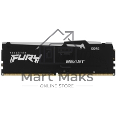 Оперативная память Kingston Fury Beast, DDR5, 16GB (1x16GB), 5200MHz, CL40, DIMM, с радиаторами, RGB, черный