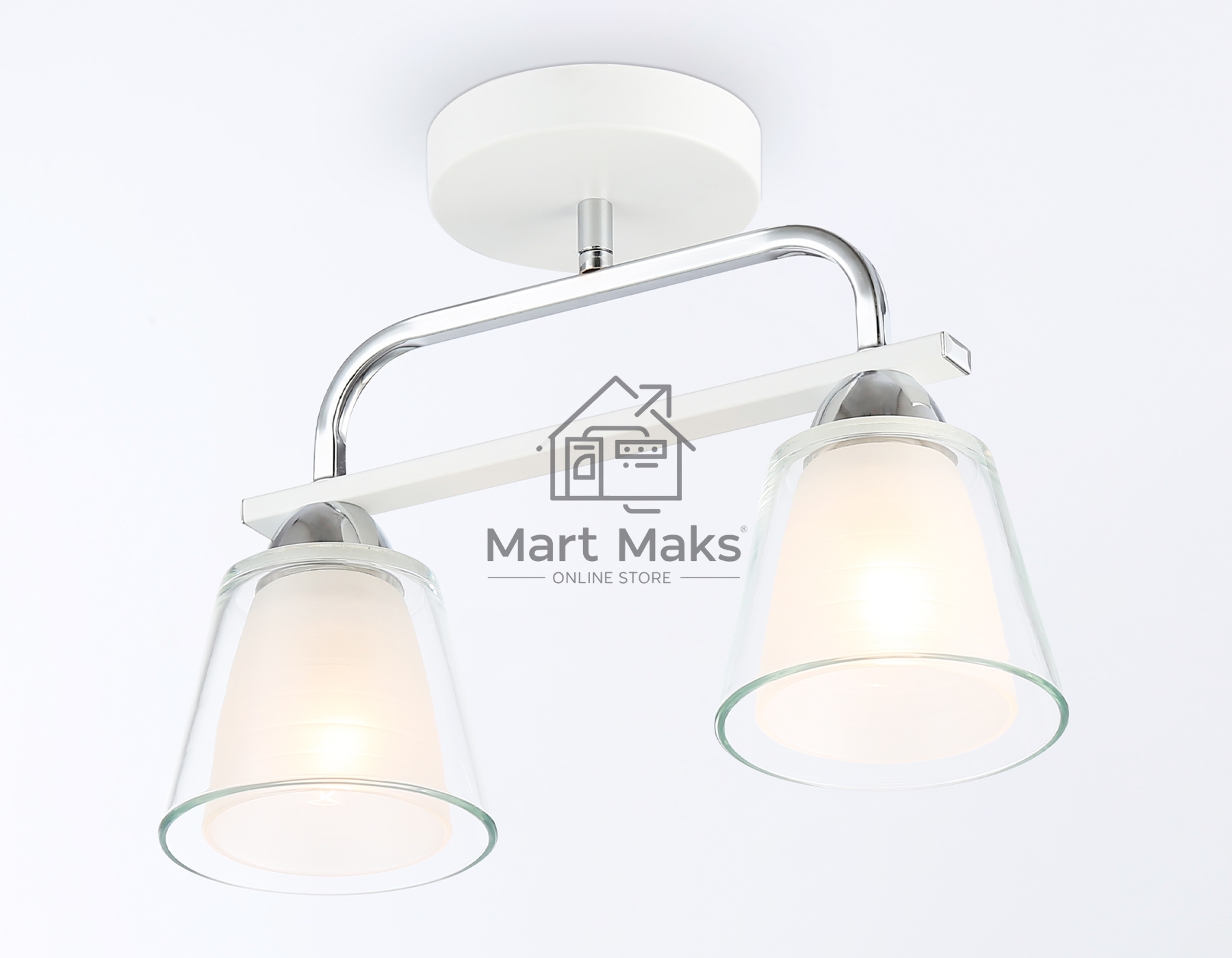 Светильник Ambrella light TR303229/2 WH/CH/CL/FR белый/хром/прозрачный/белый матовый E27*2 max 60W 340*120*250