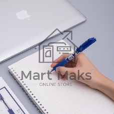 Набор ручек гелевых Deli Mate EQ10430-P автоматическая, прозрачный/синий, d=0.5мм, синие чернила, коробка картонная (12шт)