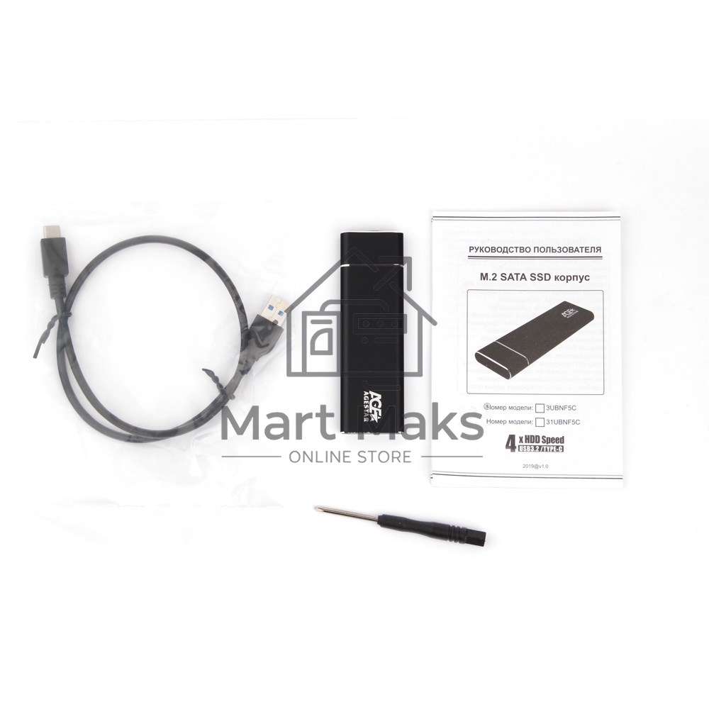 Внешний корпус AgeStar M.2 USB 3.0  NGFF (B-key) AgeStar 3UBNF5C алюминий, черный/серебристый