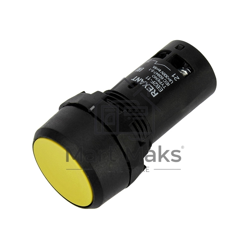 Кнопка Rexant EB22 возвратная желтая NO+NC 230 В