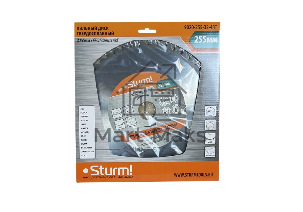 Диск Пильный Sturm! 9020-255-32-48T, размер 255x32x48 зубьев С ПЕРЕХОД. КОЛЬЦОМ НА 30 мм
