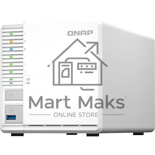 Сетевое хранилище SMB QNAP TS-364-4G NAS 3 HDD, 4-core Intel Celeron N5105/N5095 2.0 up to 2.9 GHz, 4 GB RAM (1x4 GB) up to 16 GB (2x8GB), 2.5 Gigabit Ethernet, 2xUSB 3.2 Gen 2 (10Gbps), 1xUSB 3.2 Gen 1, 2xM.2 PCIe Gen 3 x2 slots
