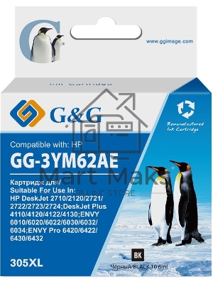 Картридж струйный G&G GG-3YM62AE 305XL черный (4мл) для HP DeskJet 2320/2710/2720