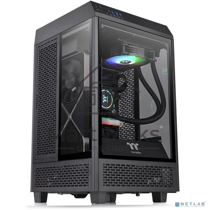 Компьютерный корпус Thermaltake The Tower 100 черный без БП ATX 2x120mm 2xUSB3.0 1xUSB3.1 audio bott PSU