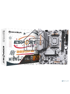Материнская плата Maxsun MS-eSport B850M WIFI ICE, AM5, AMD B850, 2xDDR5, 2xSATA, 2xM.2, 1xPCIe 5.0 x16, 1xPCIe 3.0 x1, 1xHDMI 1.4, 1xDP, 1xRJ45, Wi-Fi 6, Bluetooth 5.2, 4xUSB-A 5Gbps, 2xUSB-A 2.0, 3x3.5 мм, 7.1, mATX