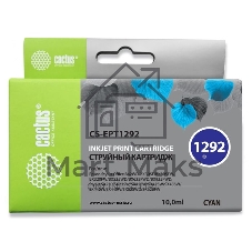 Картридж струйный Cactus CS-EPT1292 (T1292) голубой (10 мл) для Epson Stylus Office B42/BX305/BX305F/BX320/BX525/BX625/SX420/SX425