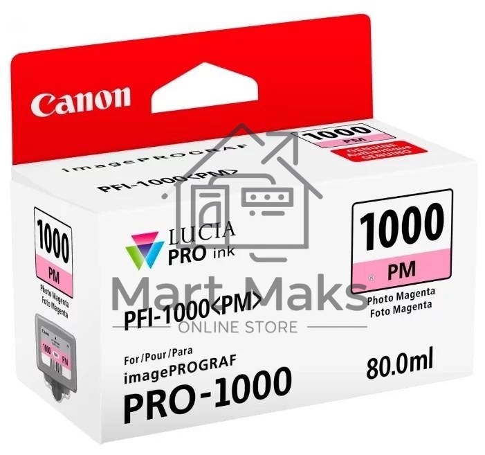 Картридж струйный Canon PFI-1000 PM для IJ SFP PRO-1000 WFG. Фото пурпурный. 80 мл.