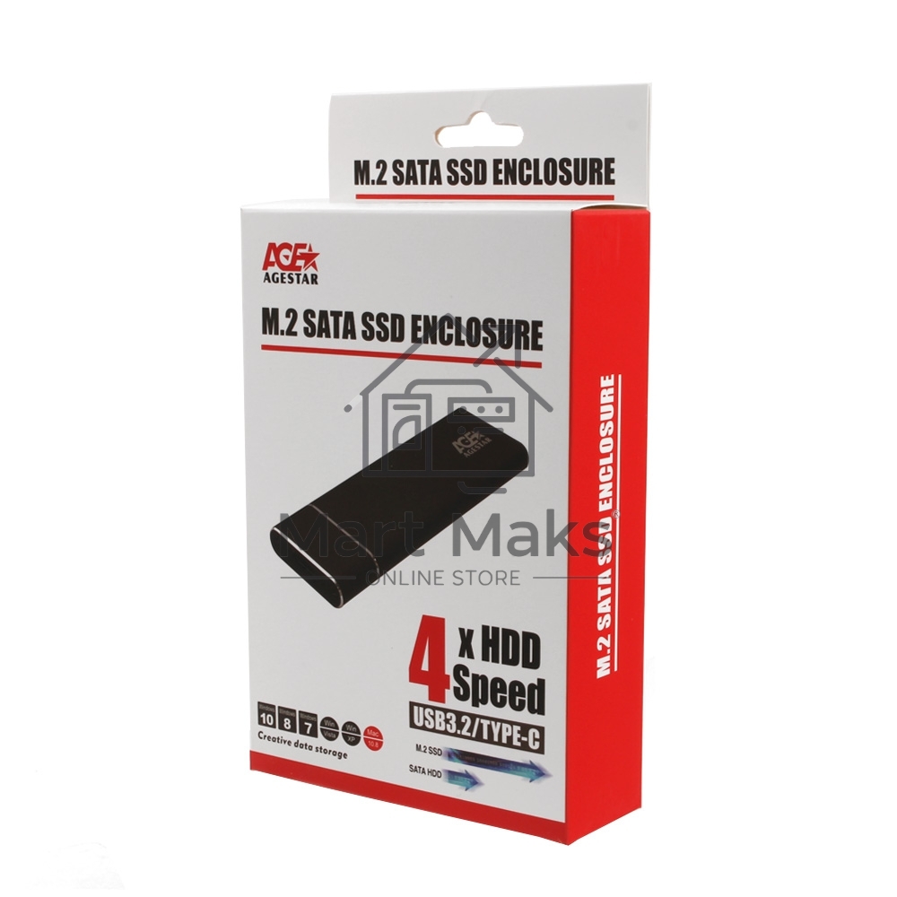 Внешний корпус AgeStar M.2 USB 3.0  NGFF (B-key) AgeStar 3UBNF5C алюминий, черный/серебристый