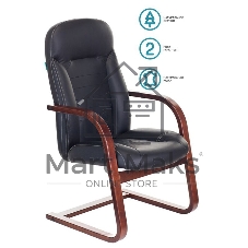Кресло компьютерное Бюрократ T-9923WALNUT-AV/BL черный, кожа, низкая спинка