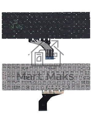 Клавиатура для ноутбука HP Pavilion Gaming 15-CX черная с зеленой подсветкой