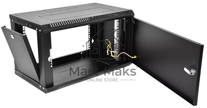 Шкаф телекоммуникационный настенный разборный ЦМО ЭКОНОМ 6U (600 x 520) дверь металл, цвет черный (ШРН-Э-6.500.1-9005)