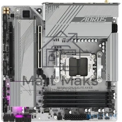 Материнская плата GIGABYTE B650M AORUS ELITE AX ICE, AM5, AMD B650, 4xDDR5, 4xSATA, 2xM.2, 1xPCIe 4.0 x16, 1xPCIe 4.0 x4, 1xDP, 1xHDMI, 1x2.5Gb LAN, Wi-Fi 6E, Bluetooth 5.3, S/PDIF, 2xUSB-C 10Gbps, 2xUSB-A 10Gbps, 5xUSB-A 5Gbps, 4xUSB-A 2.0, 2x3.5 мм, 7.1
