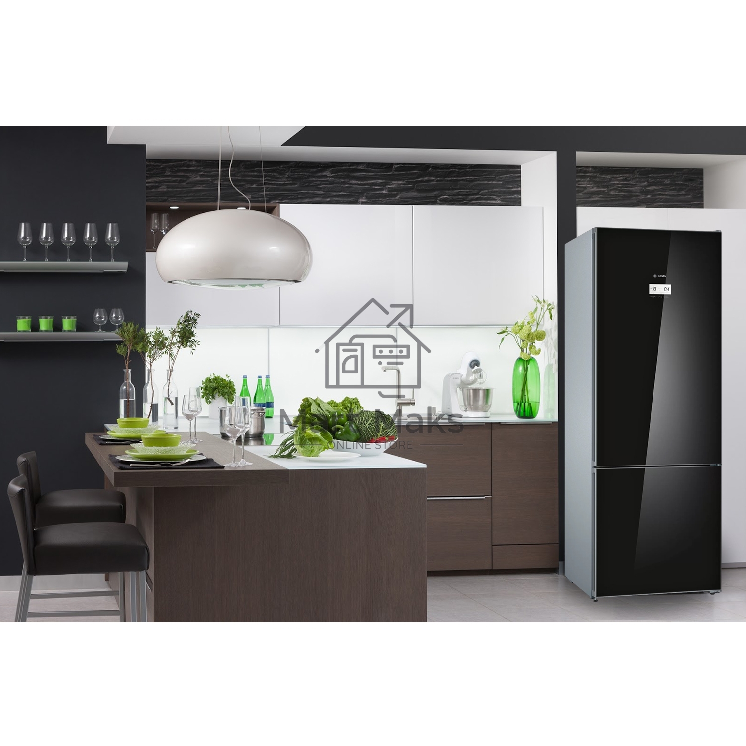 Холодильник Bosch KGN49LB30U черный двухкамерный 330/105л морозилка снизу, No Frost