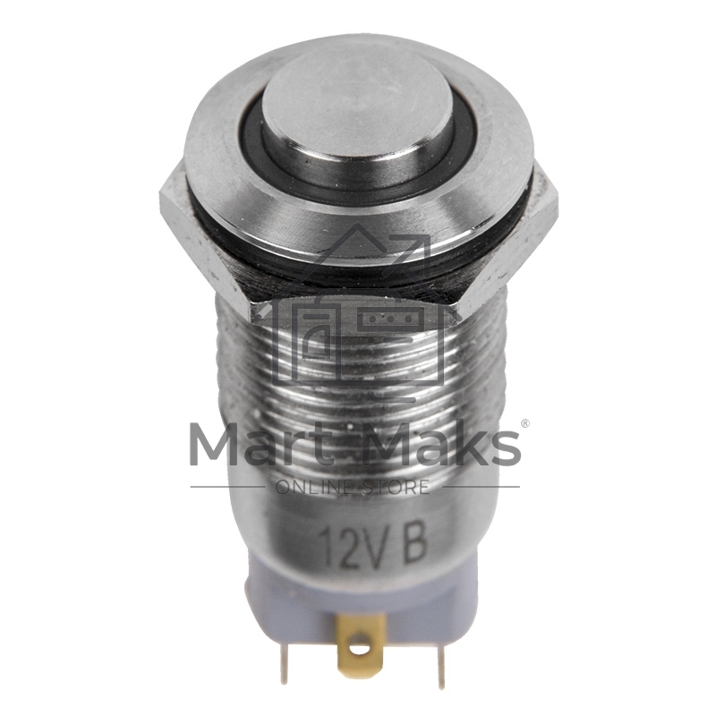 Кнопка антивандальная Ø12 12В Б/Фикс (2с) (ON)-OFF синяя Rexant