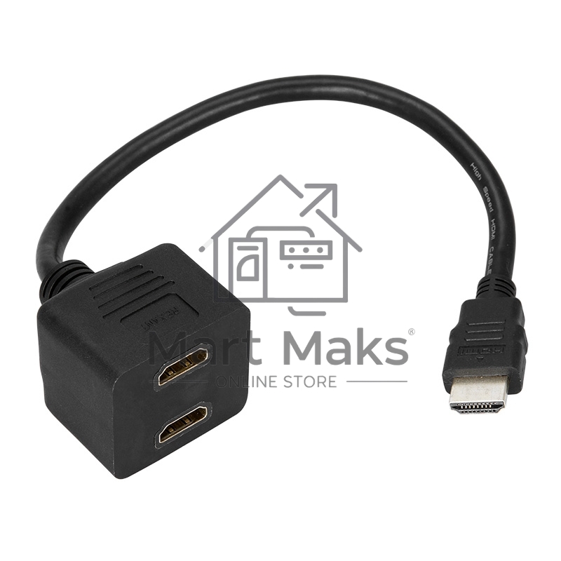 Переходник Rexant штекер HDMI - 2 гнезда HDMI с проводом, черный (10 шт./уп.)
