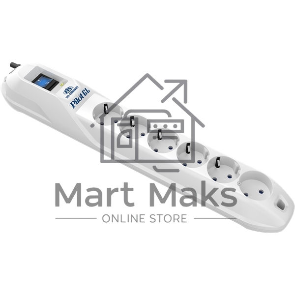Сетевой фильтр Pilot GL 6 розеток (5 евро + 1 без заземления) 10 м Surge protector Pilot GL 6 outlets (5 euro + 1 without ground) 10A / 2.2kVt, 10m