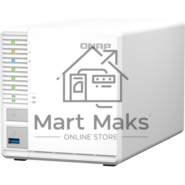 Сетевое хранилище SMB QNAP TS-364-4G NAS 3 HDD, 4-core Intel Celeron N5105/N5095 2.0 up to 2.9 GHz, 4 GB RAM (1x4 GB) up to 16 GB (2x8GB), 2.5 Gigabit Ethernet, 2xUSB 3.2 Gen 2 (10Gbps), 1xUSB 3.2 Gen 1, 2xM.2 PCIe Gen 3 x2 slots