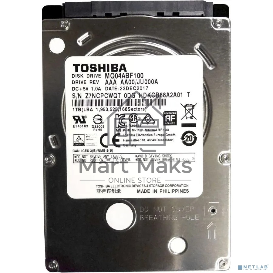 Жесткий диск Toshiba 1Tb 5400rpm MQ04ABF100 128Mb 2.5