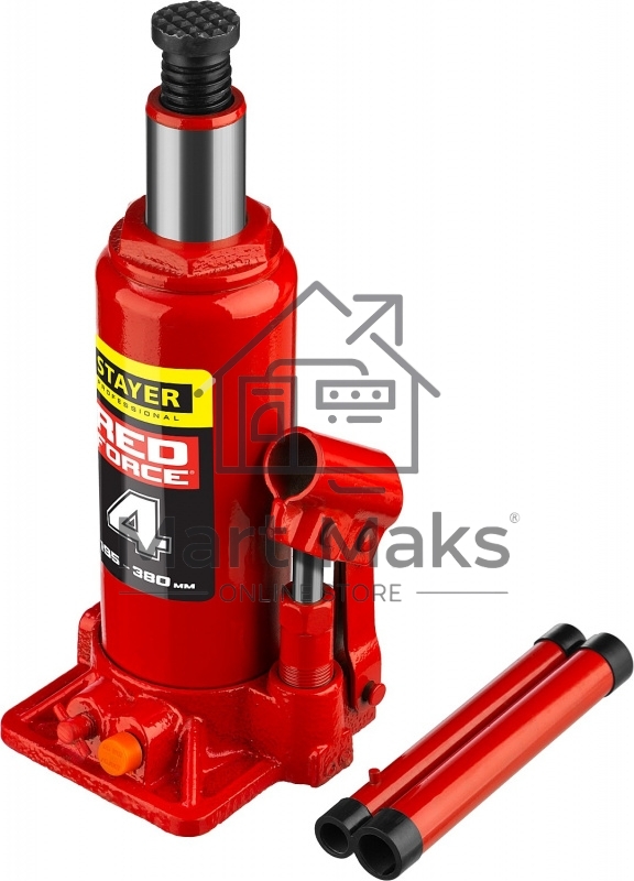 Домкрат STAYER 43160-4_z01гидравлический бутылочный red force 4т 195-380мм