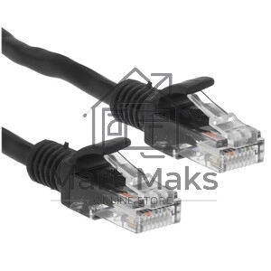 Патч-корд медный UTP Cablexpert PP10-0.25M/BK cat.5e, 0.25м, литой, многожильный, черный