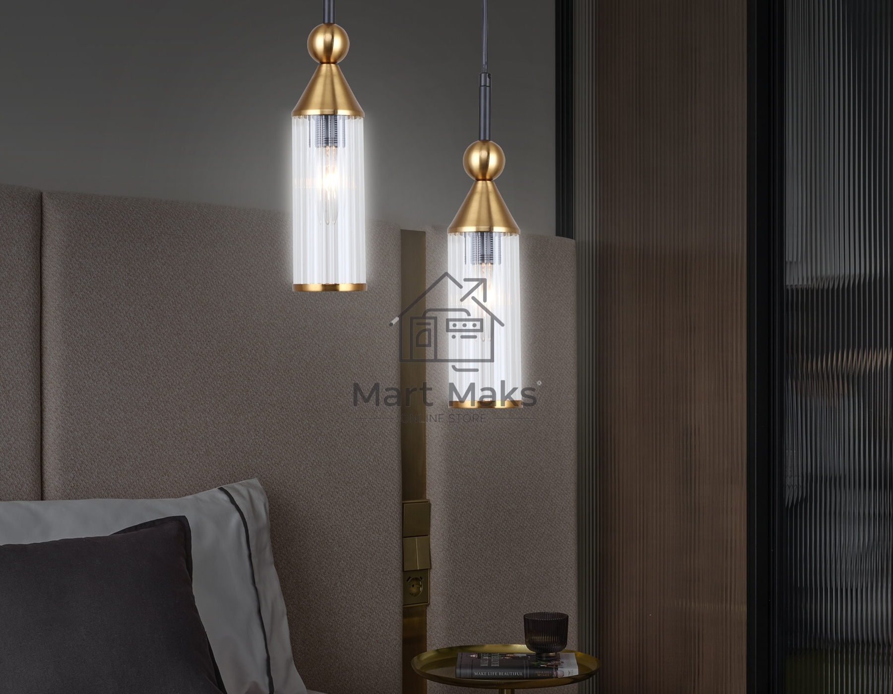Светильник Ambrella light LH55251 BK/BS/CL черный/латунь/прозрачный E14 max 40W D65*1500