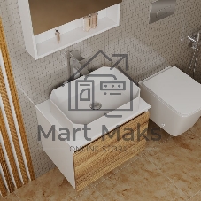 Комплект для ванной, 4 предмета (Тумба подвесная Bau Blackwood 60 + Раковина BAU Hotel 51х37 + Смеситель Hotel Still, нерж. сталь, выпуск черный)