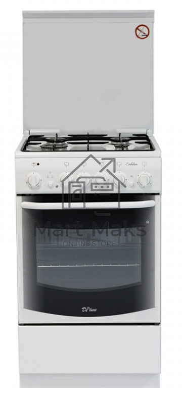 Плита комбинированная De Luxe 5040.20ГЭ (КР) ЧР белый, конфорок 4 шт, духовка 43 л, электроподжиг, 50 см x 85 см x 50 см