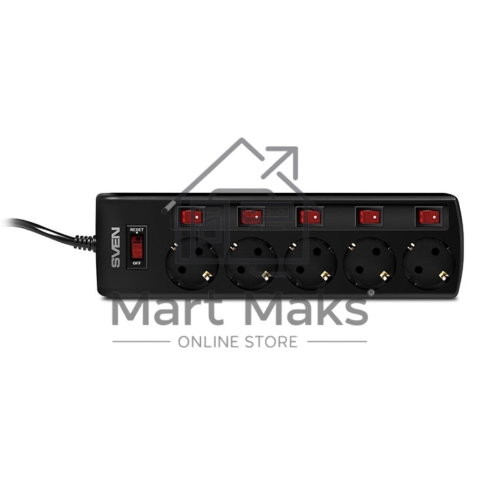 Сетевой фильтр Sven SF-05PL 3,0 м (5 розеток) черный 