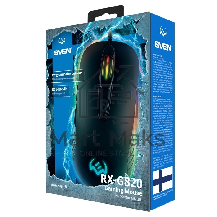Мышь проводная SVEN RX-G820 черный, 4800 dpi, USB, кнопки - 6