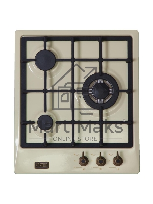 Встраиваемая газовая панель Korting HG 465 CTRB / 3 высокоэффективные конфорки, WOK- сверхмощная конфорка, автоматический электроподжиг, газ-контроль каждой конфорки, передние переключатели, чугунные решетки, цвет-слоновая кость, цвет ручек-бронза