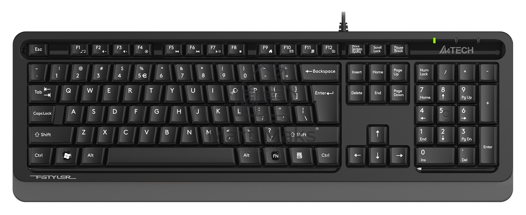 Клавиатура A4Tech Fstyler FKS10 проводная, USB, черный/серый