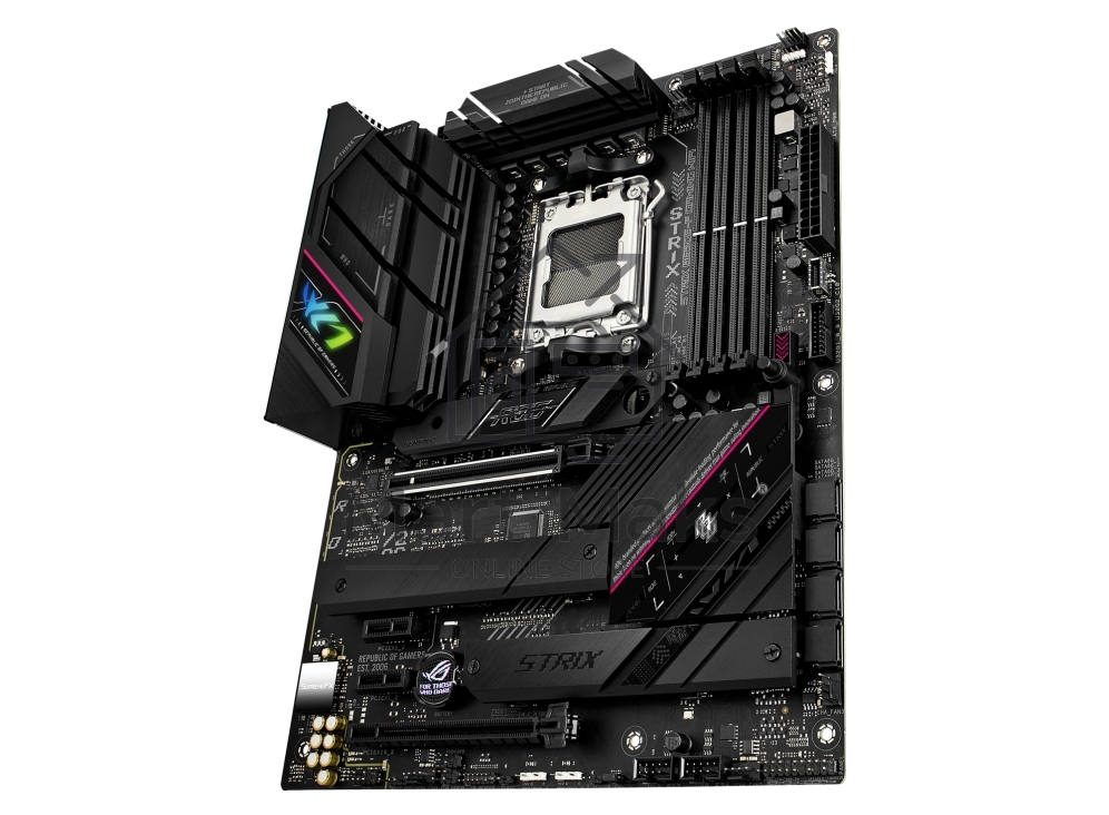 Материнская плата ASUS ROG STRIX B650E-F GAMING WIFI, AM5, AMD B650, 4xDDR5, 4xSATA, 3xM.2, 1xPCI-E 5.0 x16, 1xPCI-E 4.0 x4, 2xPCI-E x1, 1xHDMI, 1xDP, 1x 2.5Gb LAN, 4xUSB-A 2.0, 4xUSB-A 3.2 Gen 1, 2xUSB-A 3.2 Gen 2, 1xUSB-C 3.2 Gen 2, 1xUSB-C 3.2 Gen 2x2,